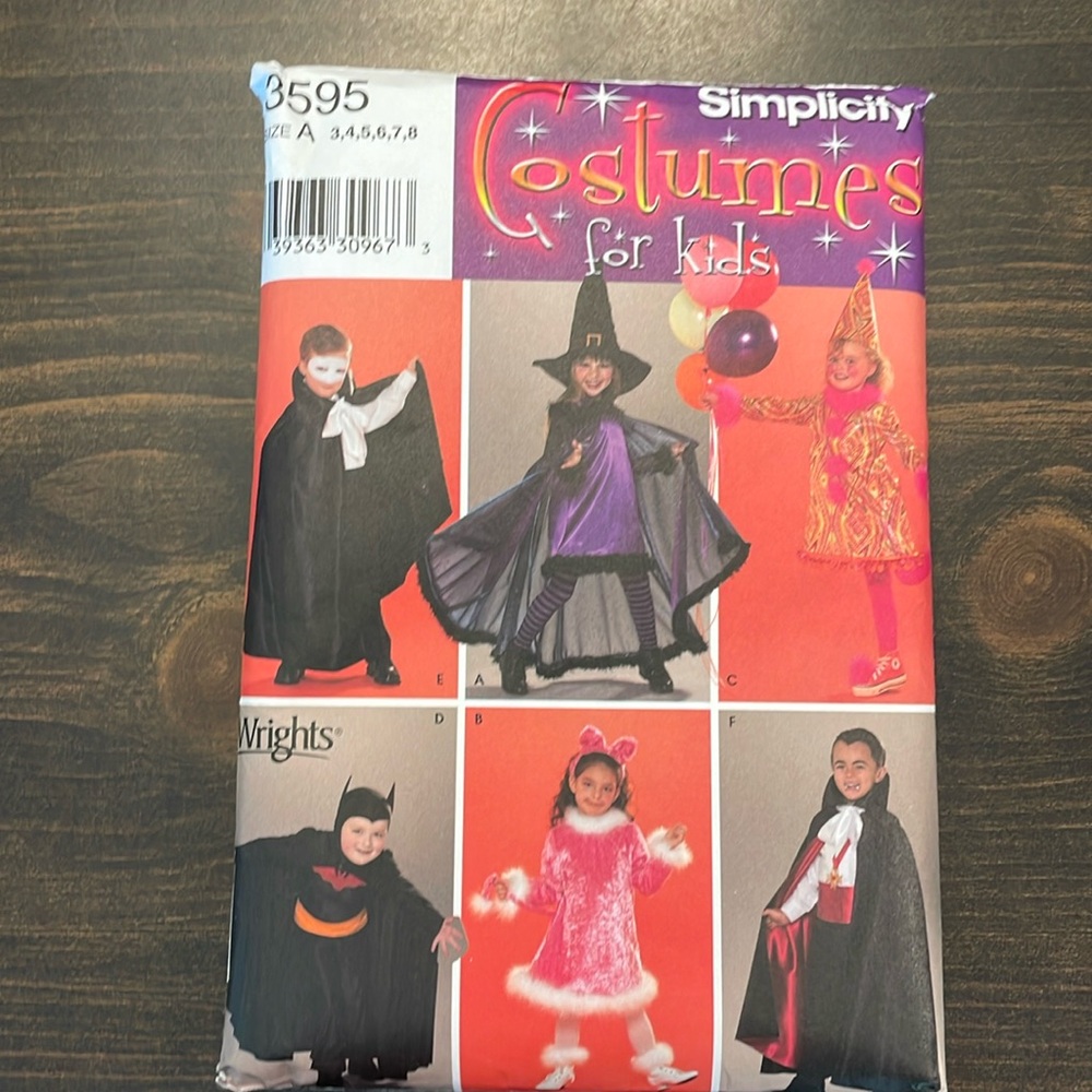 Simplicity Costumes for Kids Pattern 3595 Sizes 3-4-5-6-7-8